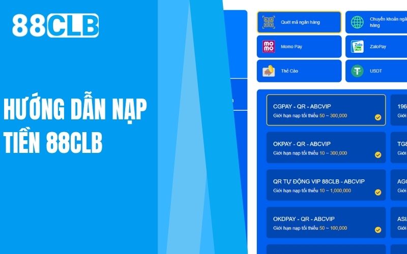 hướng dẫn nạp tiền 88clb